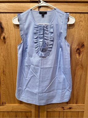 J. Crew Light Blue Ruffled Front Sleeveless Camisole